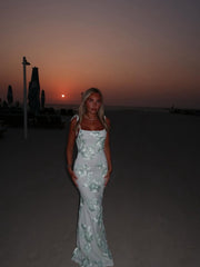 ‘LILY’ Floral Maxi Dress With Adjustable Straps - Green