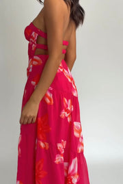 Sexy Tube Top Printed Pleated Dress
