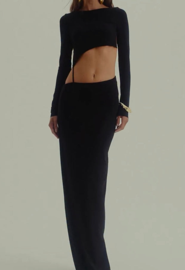 Casual Temperament Long Sleeve Strap Backless Sheath Dress
