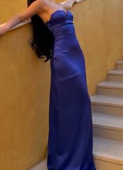 Sexy Bandeau Satin Girdle Dress