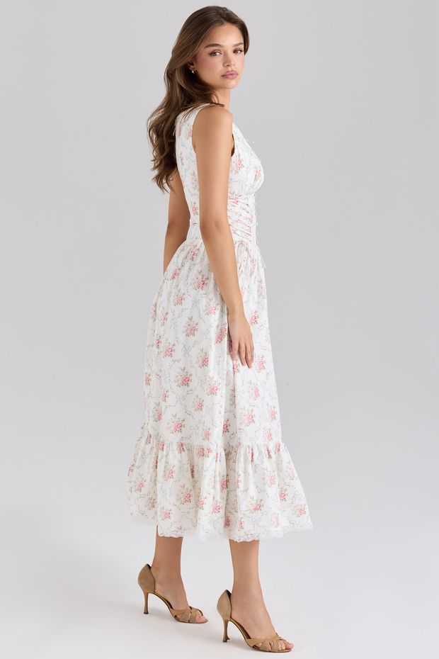 Elegant Floral Bow Stitching Dress