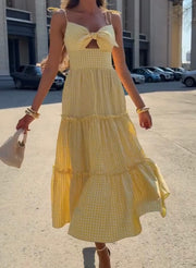 Sexy Strappy Bow Chest Wrap Irregular Dress