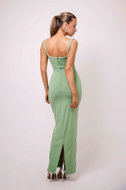 Sexy Sleeveless U-Collar Rhinestone Slim-Fit Solid Color Temperament Dress