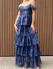 Sexy Sling Floral Flounce Temperament Waist-Controlled Dress