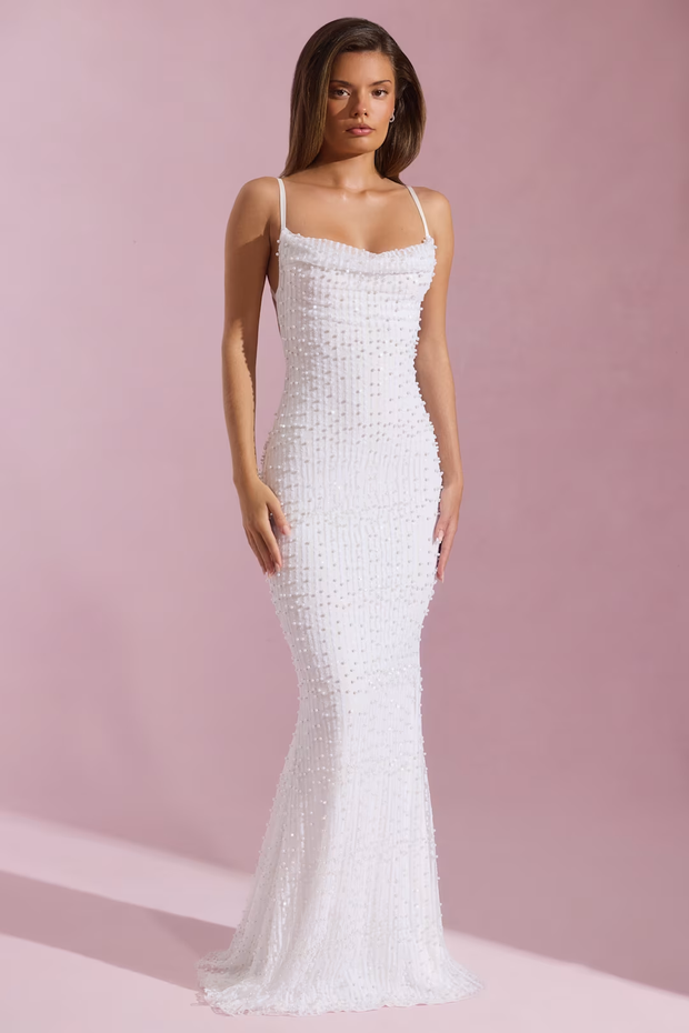 Sexy Sling off-Shoulder Party Floor-Length Dress Beads Dress