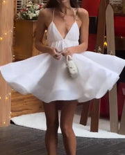 V-neck Sexy Bare Back Sling Midi Skirt Dress