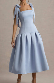 Graceful Bow Tube Top High Waist Irregular Spaghetti-Strap Dress