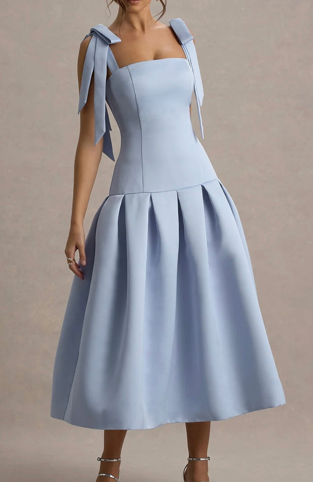 Graceful Bow Tube Top High Waist Irregular Spaghetti-Strap Dress