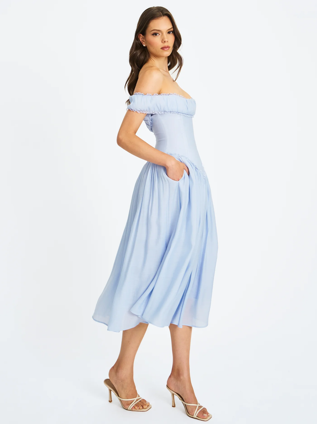 Sexy off-Shoulder Collar Solid Color Dress