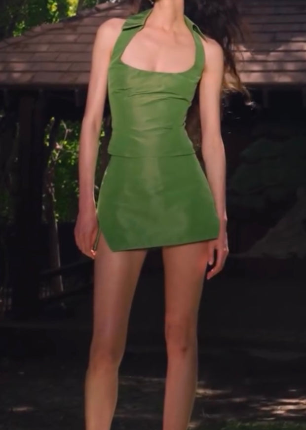 Temperament Sexy Pure Color Halter Dress