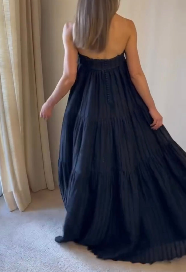Sexy Tube Top Bow Pleated Backless Dress