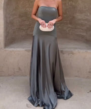 Tube Top Sleeveless Sling Slim Solid Color Dress