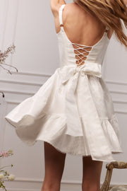 The Betina Dress in White Windsor Brocade