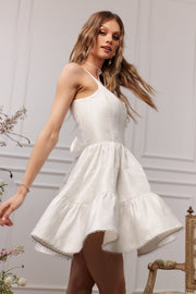 The Betina Dress in White Windsor Brocade