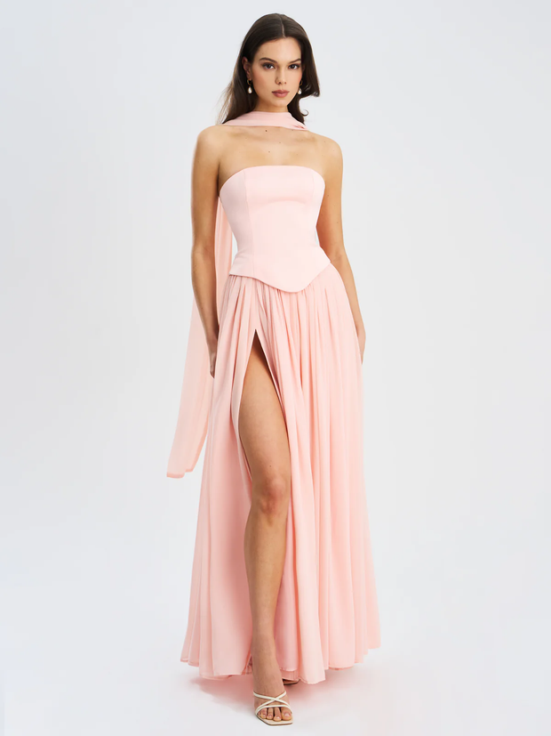 Sexy Solid Color Stitching Elegant Halter Dress