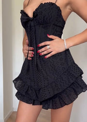 Hot Girl Show Thin Black Suspenders Waist-Tight Temperament Skirt