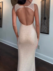 Sexy Double-Shoulder Strap Sequined Net Drill Sling Temperament Waist-Controlled Hip Skirt