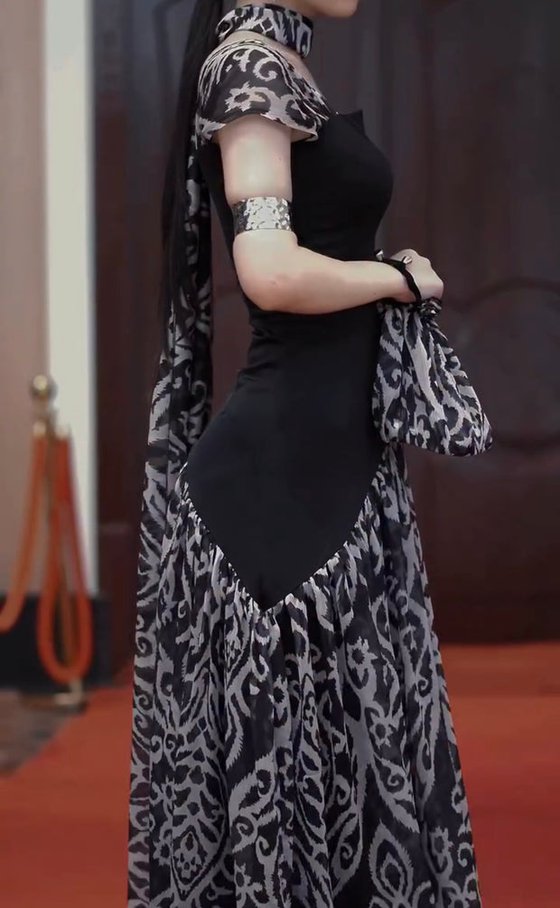 Temperament Two Colors Waist Girdle Dress