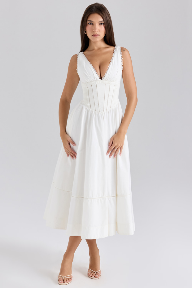 Sexy Halter Deep V Lace Solid Color Dress