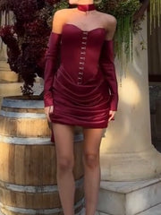 Sexy Tube Top Pleated off-the-Shoulder Dress