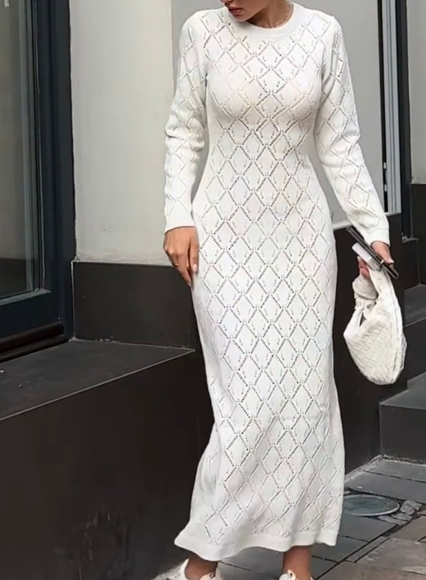 Fashion Waist-Controlled Sexy Long Sleeve Knitted Dress
