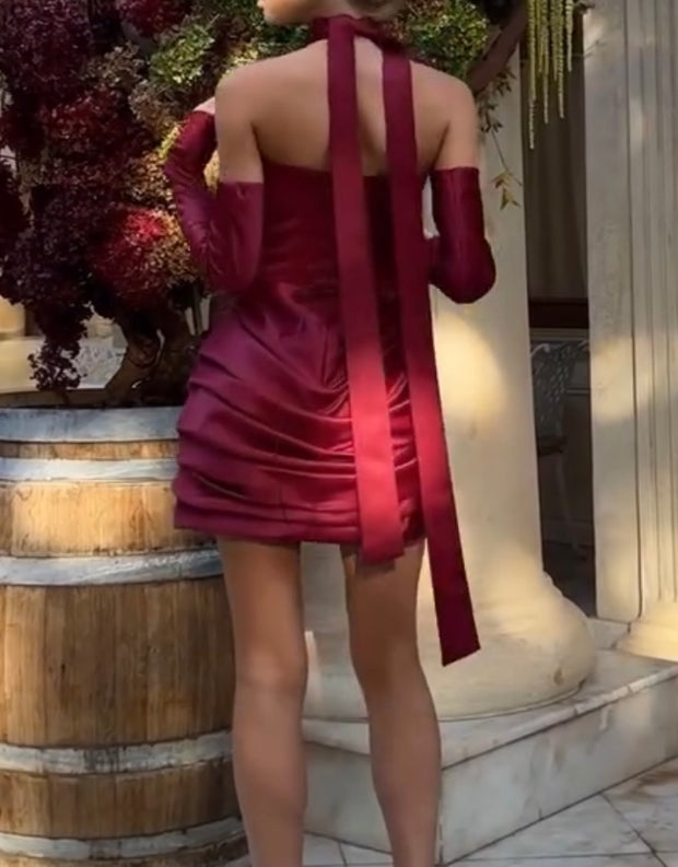 Sexy Tube Top Pleated off-the-Shoulder Dress