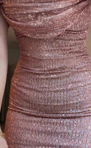 off-Shoulder Sequins Skinny Sheath Mini Skirt