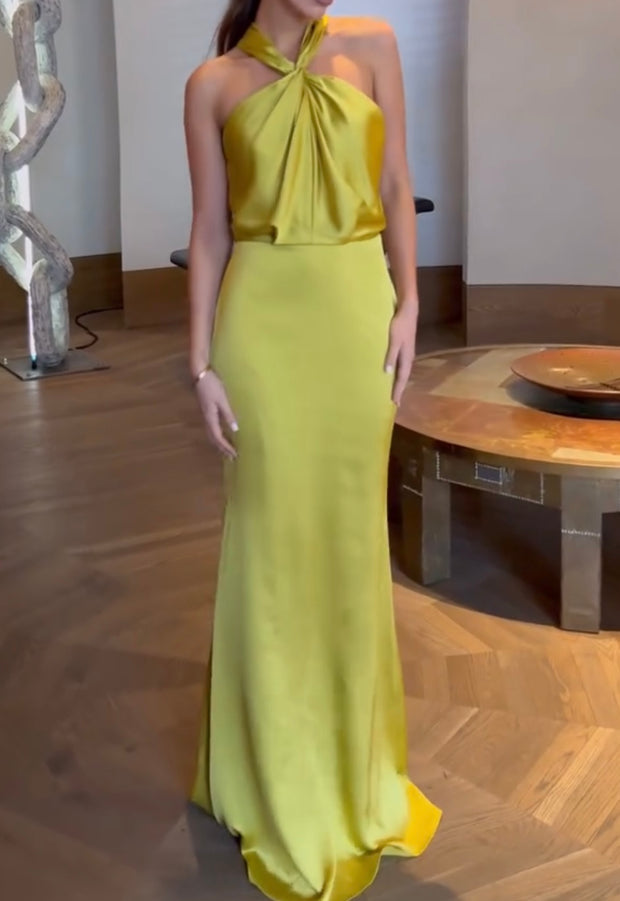 Sexy Slim Tube Top Halter Solid Color Temperament Dress