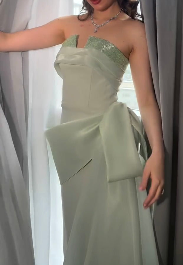 Graceful Satin Tube Top Dress