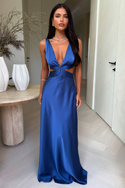 Fashion Hollowed-out Split V-neck Sleeveless Irregular Dress