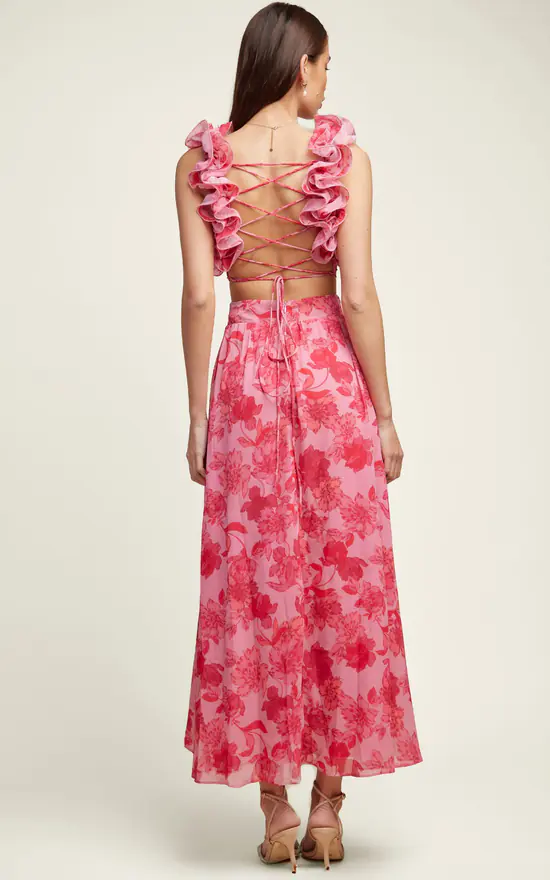 Sexy Temperament V-neck Printed Large Swing Tied Dress