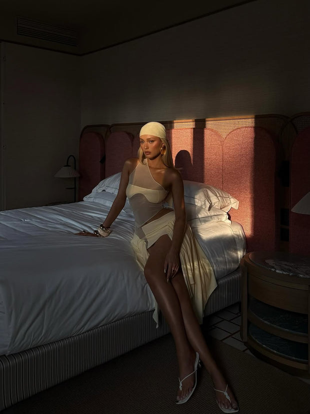 Sensual Sheer Asymmetrical Two-Piece Dress