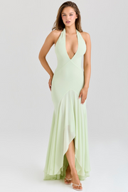 Pistachio Georgette Draped Midi Dress
