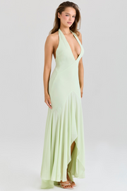 Pistachio Georgette Draped Midi Dress