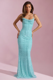 Sleeveless Camisole Gown Slim-Fit Sheath Sequined Dress