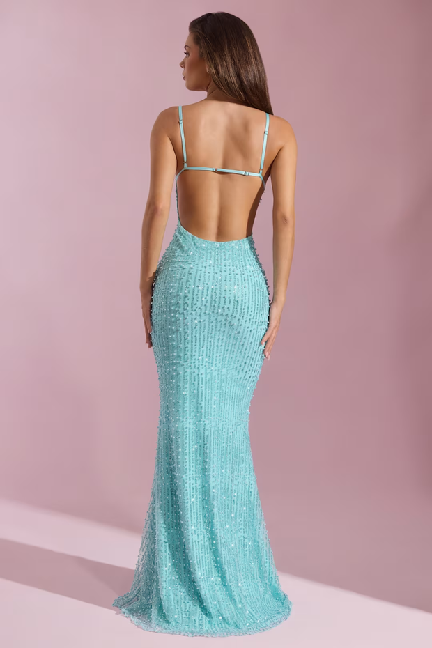 Sleeveless Camisole Gown Slim-Fit Sheath Sequined Dress