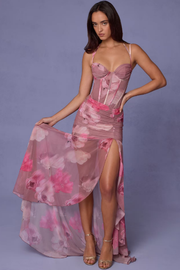 Sexy Spaghetti-Strap Floral Print Stitching Irregular Dress