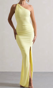 Sexy One-Shoulder Slit Slim-Fitting Dress