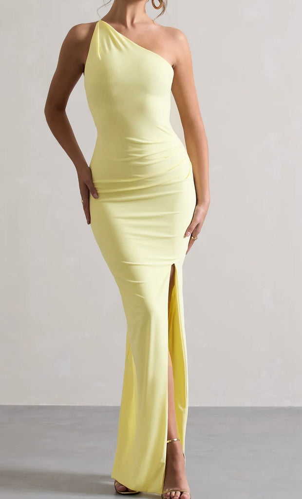 Sexy One-Shoulder Slit Slim-Fitting Dress