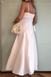 Elegant Sexy Large Swing Dress Hollow Split Sling Long Dress