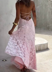 Fashion Sexy See-through Slim Strap Floral Dress