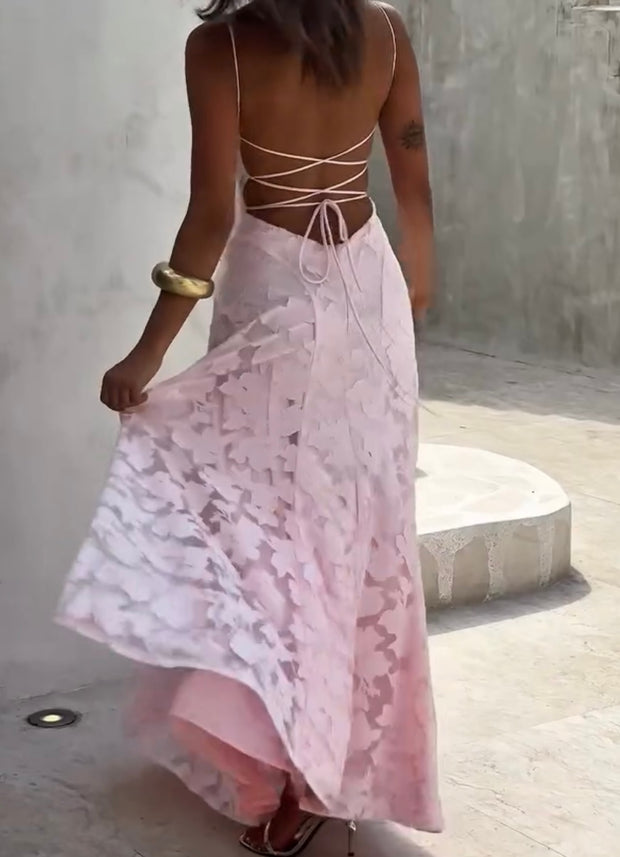 Fashion Sexy See-through Slim Strap Floral Dress