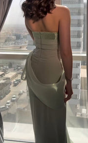 Graceful Satin Tube Top Dress