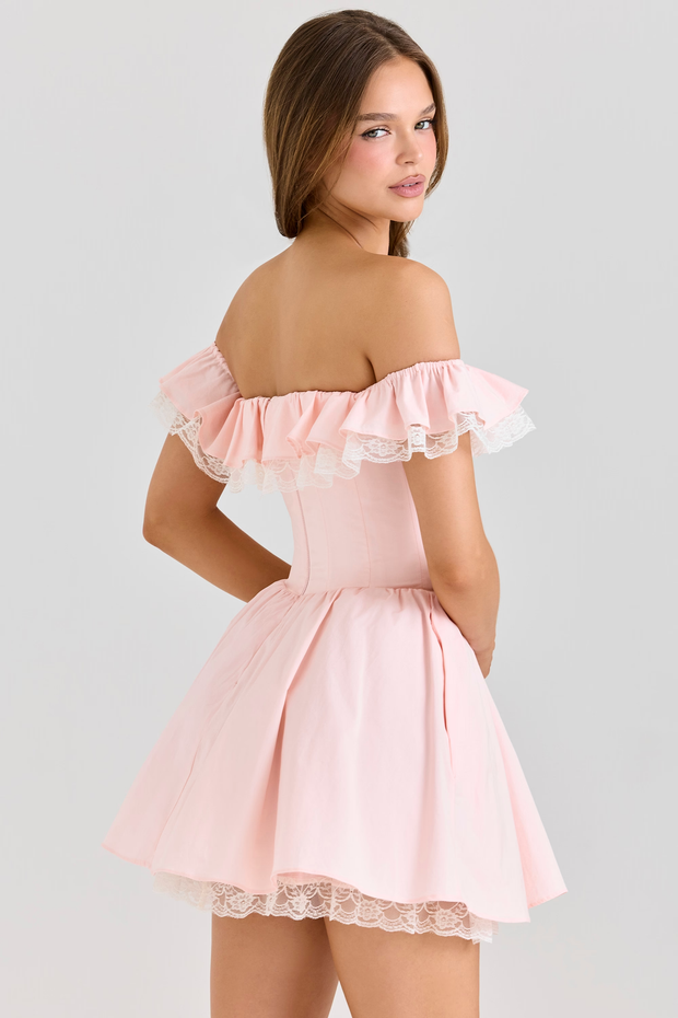 Sexy Solid Color off-the-Shoulder Bow Yarn Dress