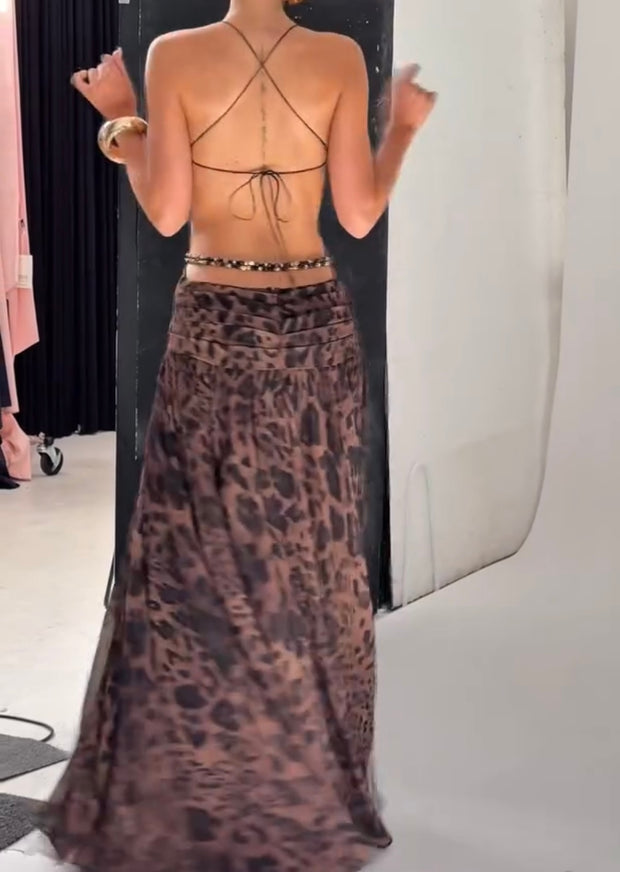 Sexy Temperament Slim Fit V-neck Halter Split Dress