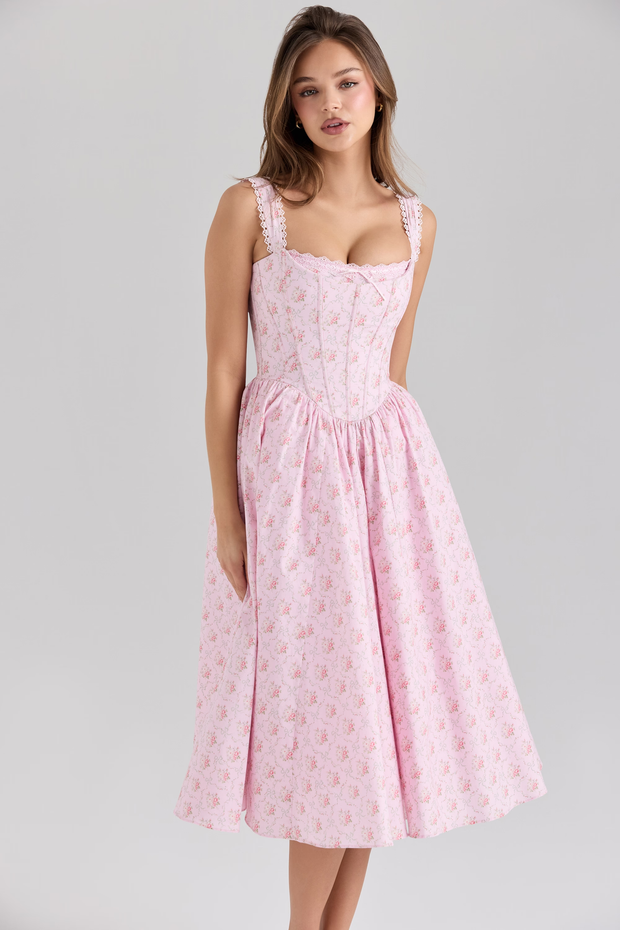 Sexy Strap Lace Print Chest-Wrapped Dress