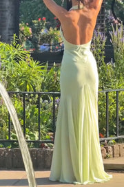 Temperament Sexy Deep V Halter Bare Back Irregular Fishtail Dress