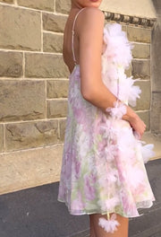 Ice Silk Sling Sexy Printed Silk Dress
