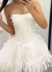 Butterfly Fishbone Lace-up Tube Top Dress