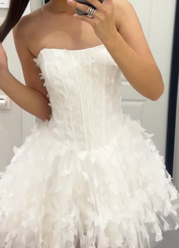 Butterfly Fishbone Lace-up Tube Top Dress